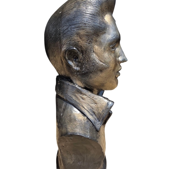 Elvis Presley Bronze Bust Ceramic Head Bust King Of Rock Decor Collectable 50s - Picture 13 of 13
